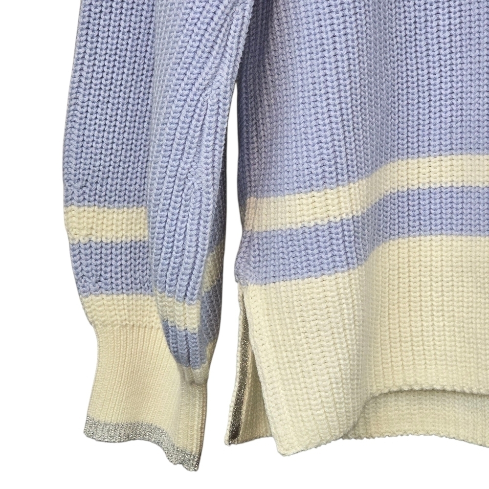 Pure Collection Organic Cotton Mock Neck Button Shoulder Sweater Size 14 - Picture 8 of 13